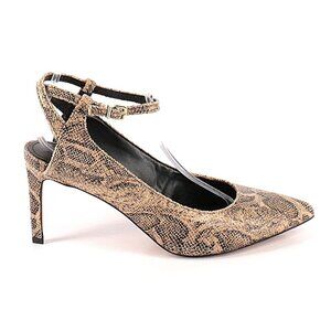 Express Snakeskin Textured Open Back Pointed Toe Pump